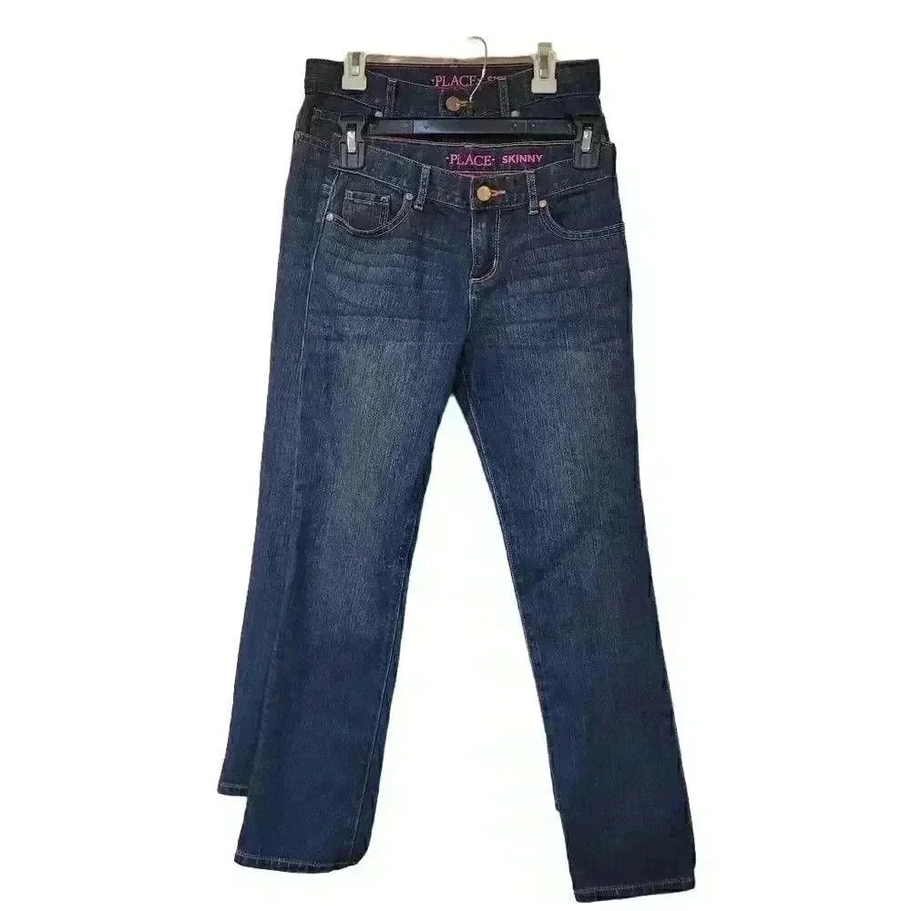 THE Childrens Place 2 PAIR Girl's Blue Cotton/Spandex Skinny Jeans NEW NWT